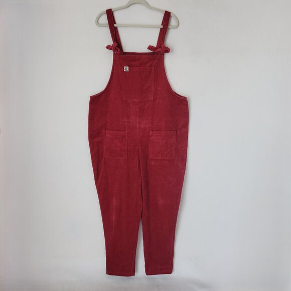 Lucy & Yak Original Corduroy Dungarees Overalls Organic Cotton Maroon - Picture 2 of 12